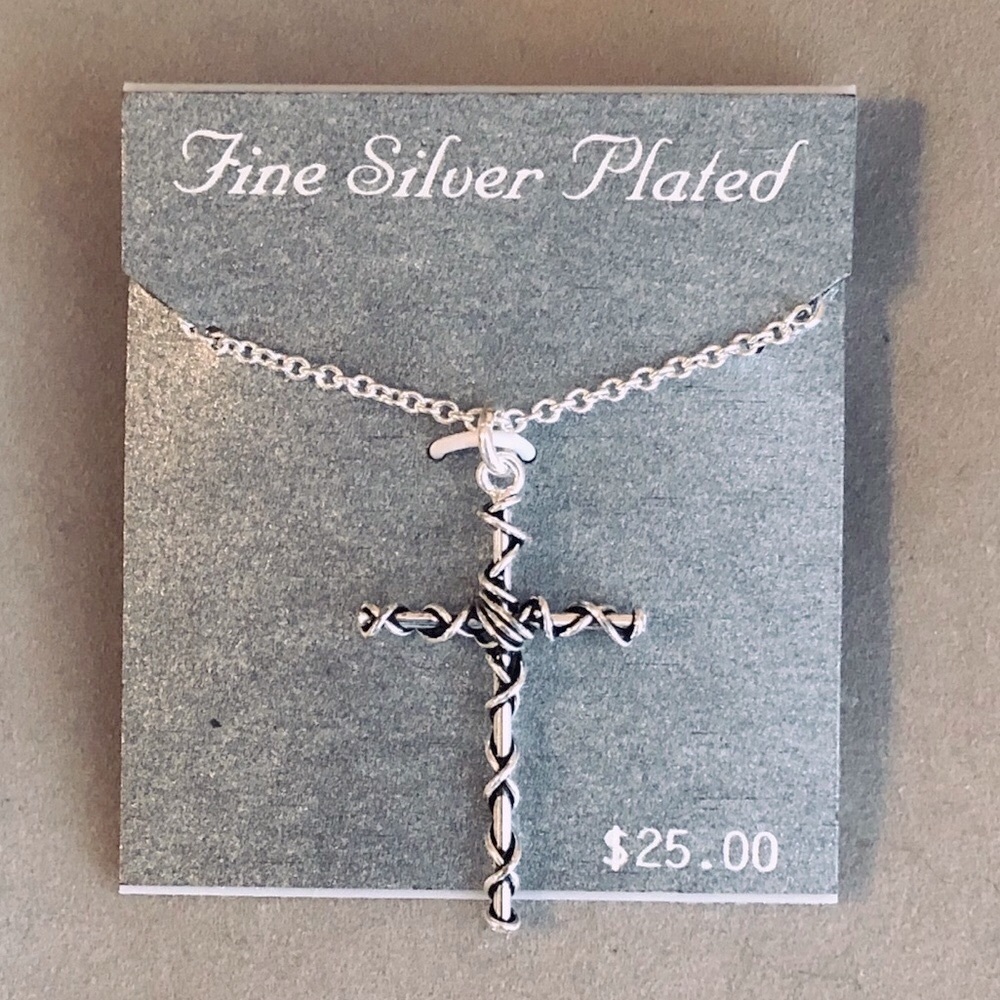 Silver plated cross necklace